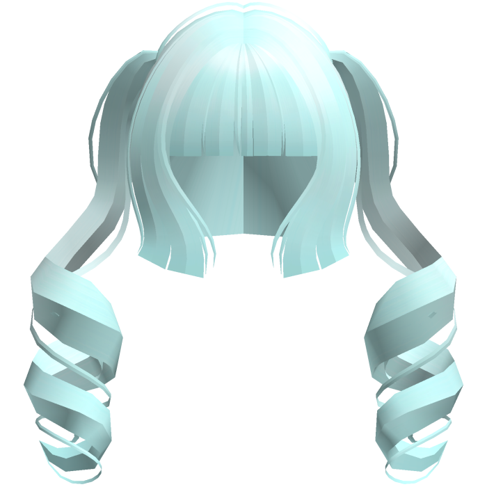 jirai moe hime cut curly ponytails teal