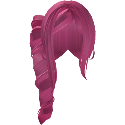 Adorable Long Swirly Side Ponytail in Hot Pink