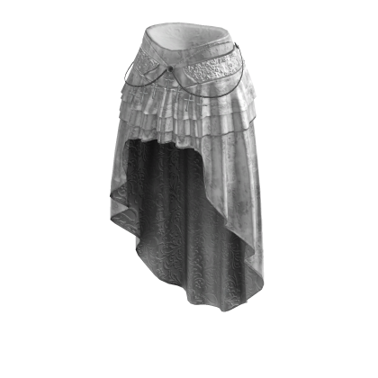 Goth Lace Asymmetric Skirt w/ Cross Chains (White) thumbnail