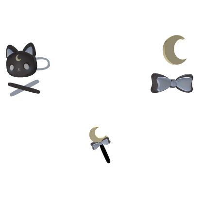 ♡ eclipse moon cat blue hair clip charms
