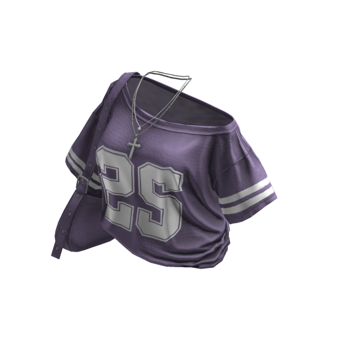 Y2K Purple Off-Shoulder Jersey w/ Cross Bag