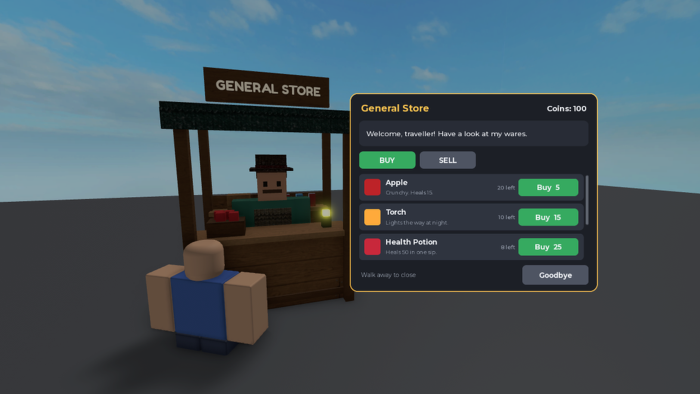 NPC Shopkeeper System Merchant Dialogue Buy Sell preview 1