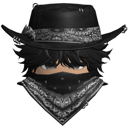 Gothic Cowboy Bandit w/ Neckscarf & Cowboy Hat