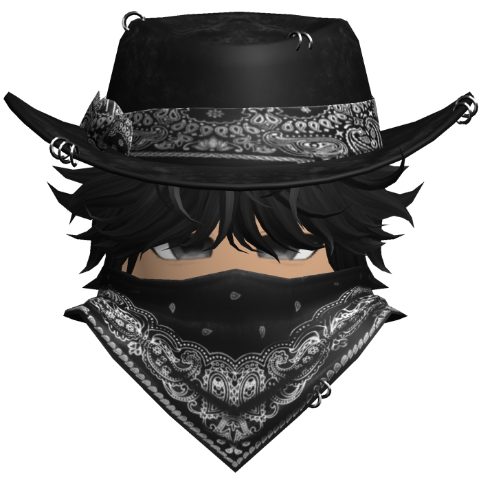 Gothic Cowboy Bandit w/ Neckscarf & Cowboy Hat