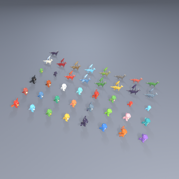 Low Poly Dragon Pack Fire Ice Wyvern x41 preview 5
