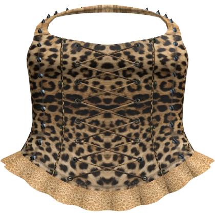 Y2K Leopard Spiked Corset Top 