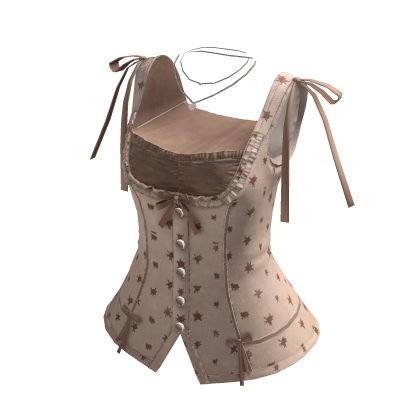 Coquette Star Corset Top w/ Ribbons (Brown)
