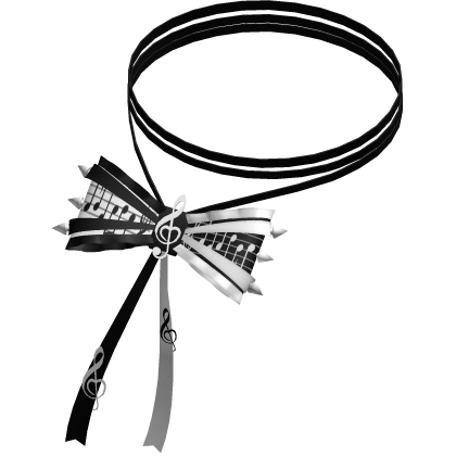 black and white music emo spiked bow choker Roblox item