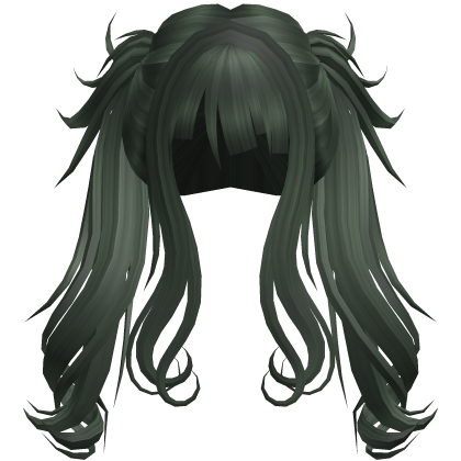 Cute Swirly Long Pigtails (Dark Green) Roblox item
