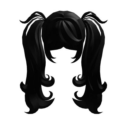 fluffy cute cozy kawaii black pigtails v2 Roblox item