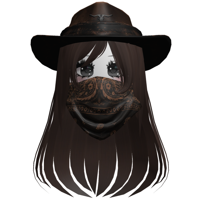 Brown Cowgirl Hat with Mask + Neck Scarf