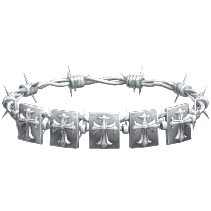 White Chrome Gothic Barbed Cross Crown