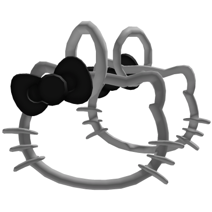 Simple silver kitty hoops w/ black bow (for hair) Roblox item