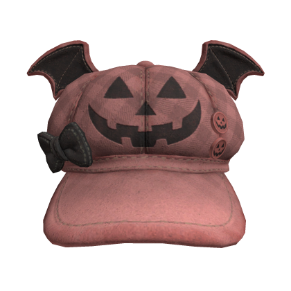 Cute Halloween pumpkin pink hat with bat wings🎃 Roblox item
