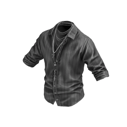 Gray Button Up Shirt w/ Chains