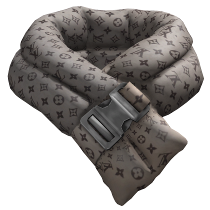 Grey LV Designer Puffer Lower Scarf