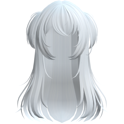 shy wispy layered hair w/ pigtails light blue
