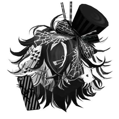 Messy Emo Magician Boy Hair (Black&White) Roblox item