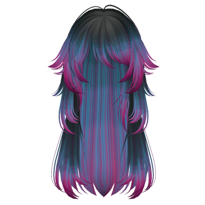 long fluffy anime hair with tufts (cyberpunk)