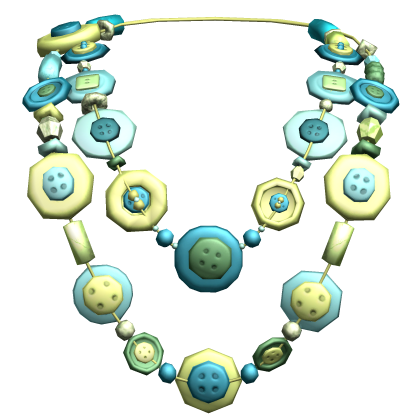 Retro Layered Gyaru Button Necklace Blue Green