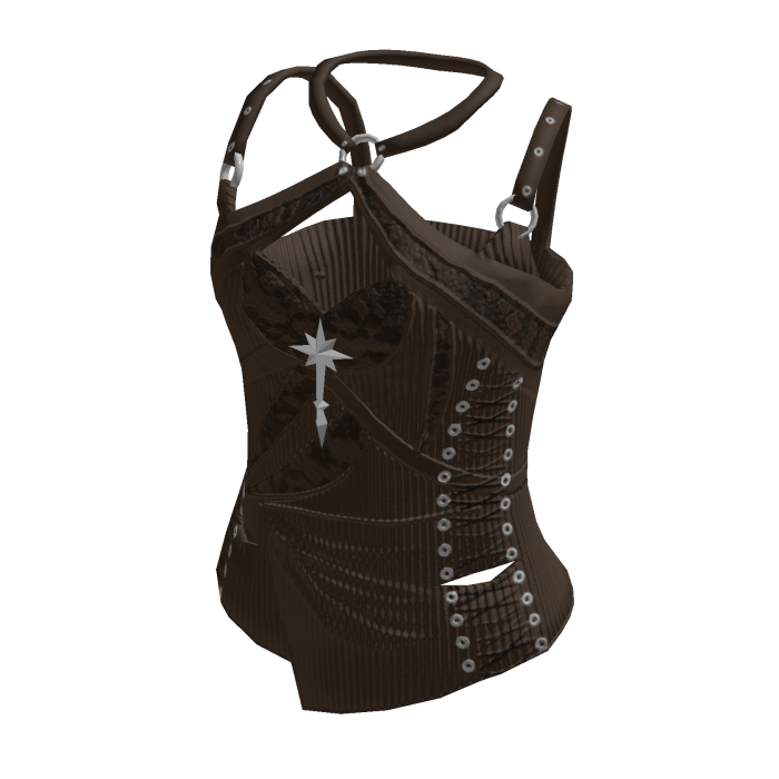 Corset Top with Crossed Straps (Brown)