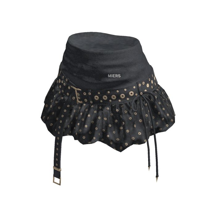 Ruffle Mini Skirt with Hanging Straps (Charcoal)