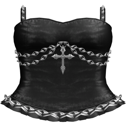 Gothic Emo Chained Cross Dress in Black