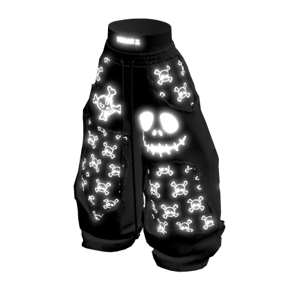 URBAN X Glow Black White Emissive Skull Pants