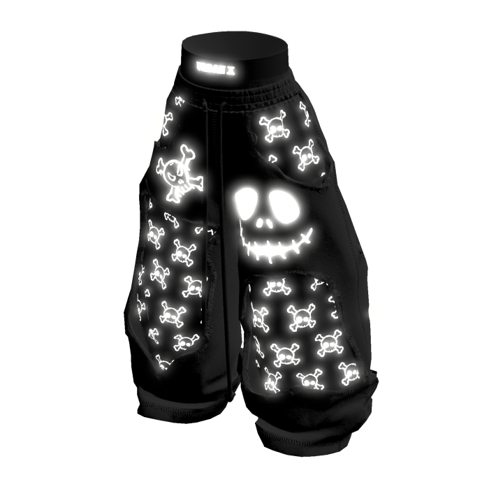 URBAN X Glow Black White Emissive Skull Pants