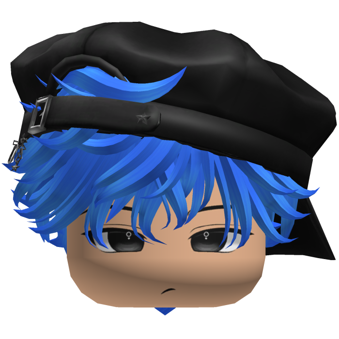 Cute Boy Blue Bright hair with a cap Y2K