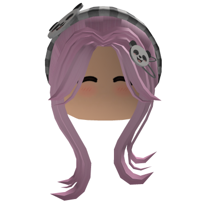 Panda Messy bun with Blush Face (Pink) Roblox item