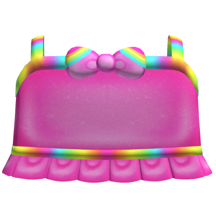 ♡ bright pink rainbow tweencore bow ruffled top Roblox item