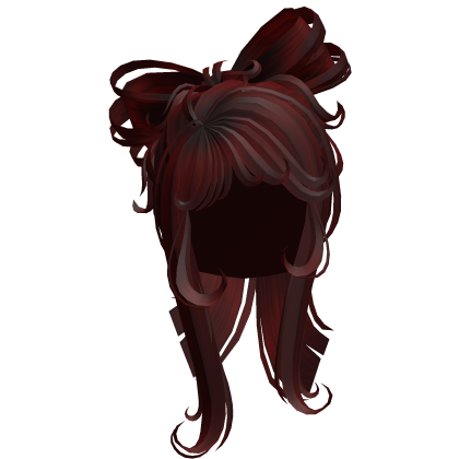 Long Cute Bow Shaped Ponytail Hair - Dark Red Roblox item