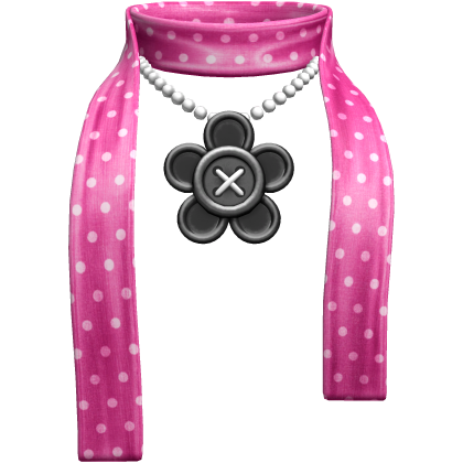 Chic Cute Polka Dot Flower Button Scarf Pink Black