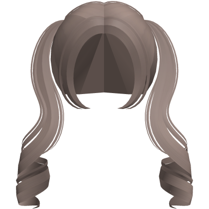 ♡ kawaii long dust brown curly pigtails