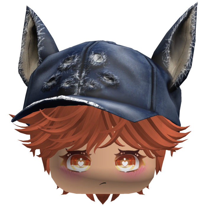 Cute Ginger hair with a Y2K cat hat anime