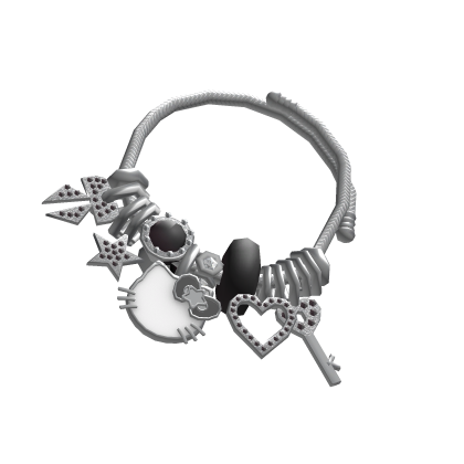 Y2K Kawaii Kitty Star Charm Bracelet Silver Black thumbnail