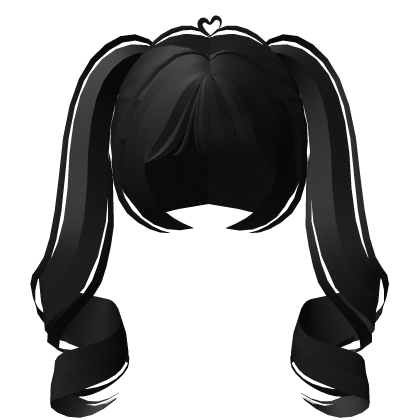୨ ♡ ୧ long straight hime curl pigtails black Roblox item