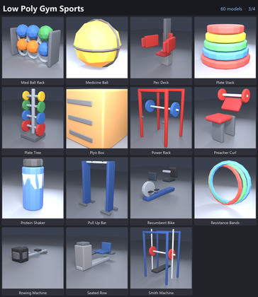 Low Poly Gym Sports Equipment Fitness x60 preview 3