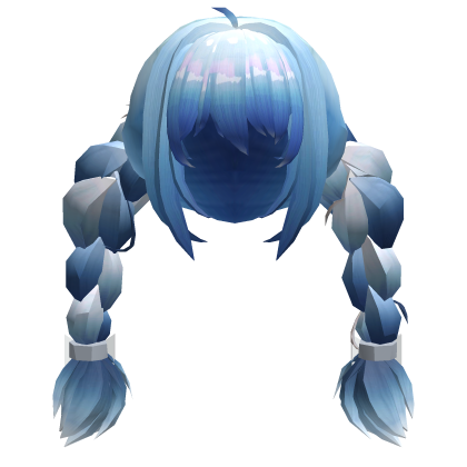 Two-Tone Fluffy Braide Twintails Blue Vtuber Hair Roblox item