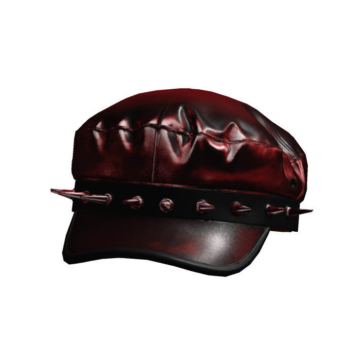 Red Chrome Spiked Military Cadet Cap