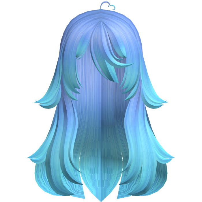 ୨ৎ Cute Ocean Blue Fluffy Overgrown Long Hair
