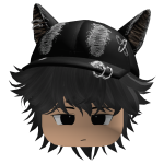 fluffy hair with a cat ear hat y2k (Black)