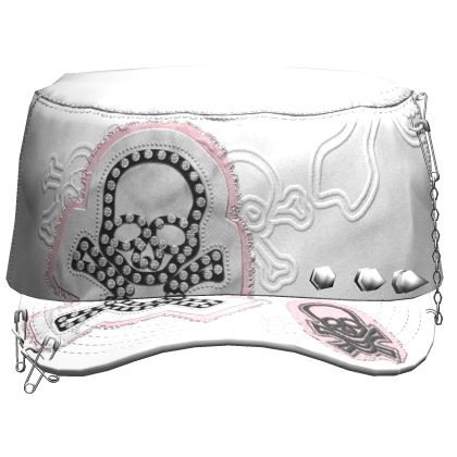 Grunge Punk Skull Cap White&Pink