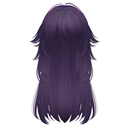 long fluffy anime hair with tufts (dark purple)