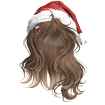 Honey Brown Lush Wavy Hair w/ Santa Hat
