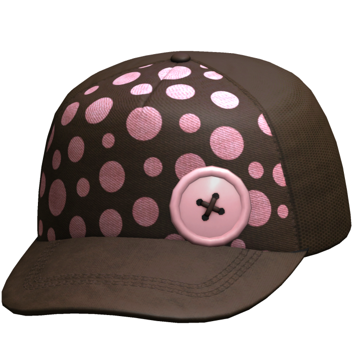 Brown & Pink Polkadot Button Cap