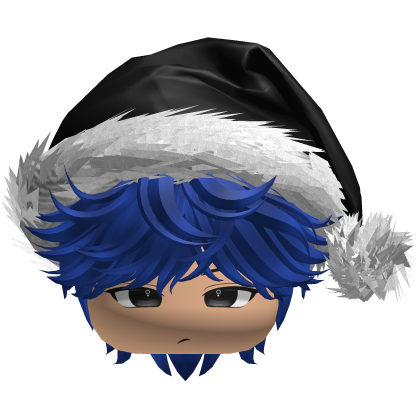 Messy Fluffy Dark Blue Hair a Santa Hat Y2k Roblox item