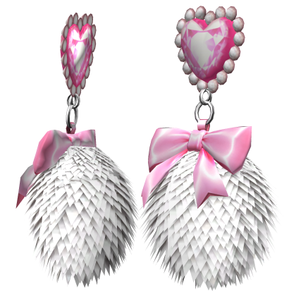Kawaii Gyaru Fluffy Heart Earrings White Pink