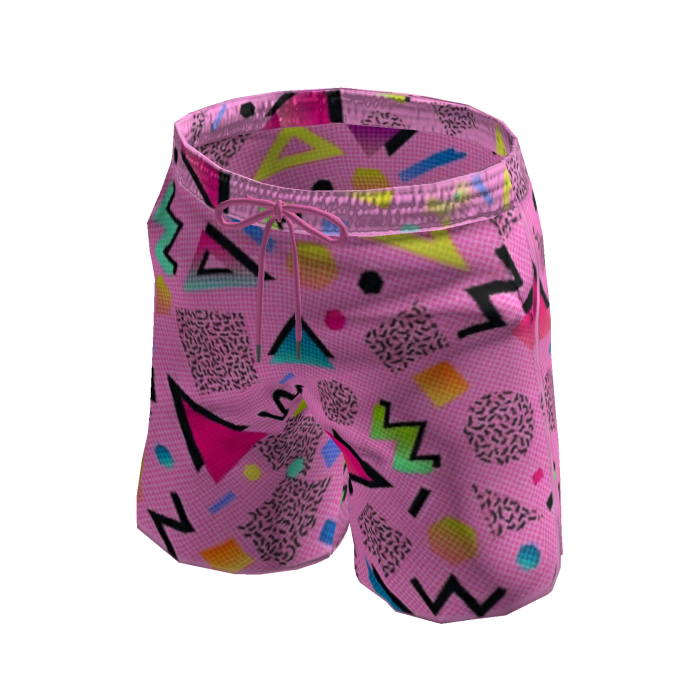 Pink 90s Retro Swim Trunks Board Shorts